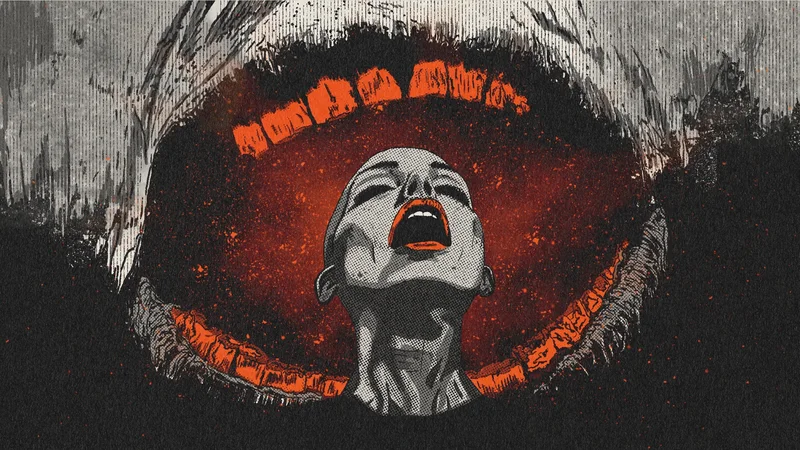 I Won't Let Her Control My Life – a screaming woman inside a giant open mouth, MS Art series